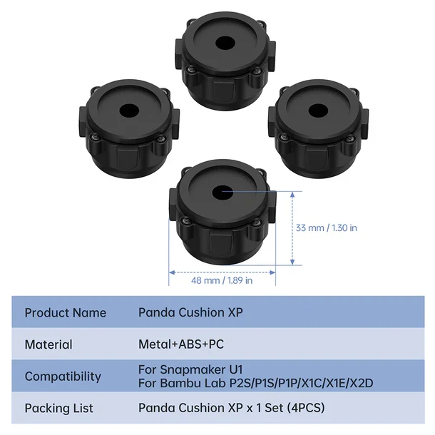 BIQU Panda Cushion XP Shock Absorbing Foot Pads for Bambu Lab P2S/P1S/P1P/X1C/X1E - Image 3
