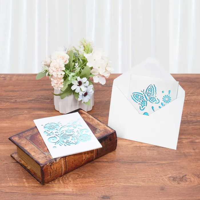 Pearlescent White Greeting Card Set (2pcs) - YE004 - Image 2