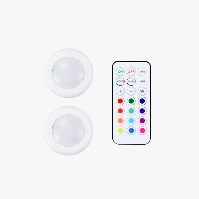 Remote Controlled 16-color RGBW Puck Lights - KC007