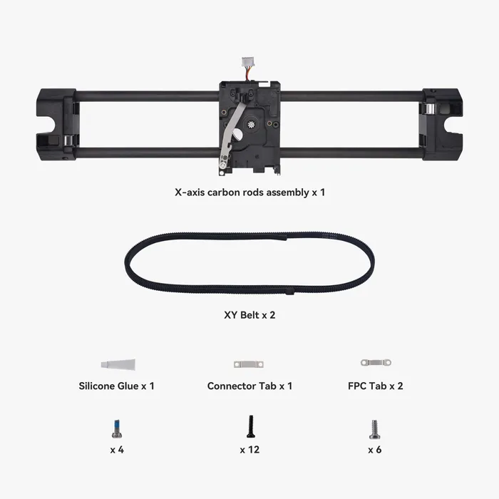 X-Axis Carbon Rods Assembly - P1/X1 - FAC003 - Image 3